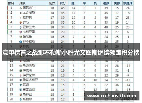 意甲榜首之战那不勒斯小胜尤文图斯继续领跑积分榜